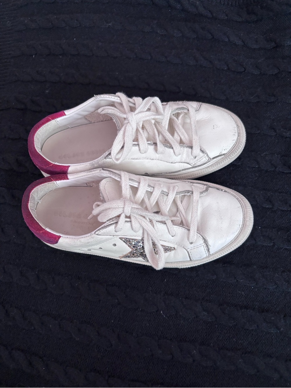 Golden Goose Kids May Sneakers White Leather Purple Suede Glitter Star Sz 30(13) - Picture 4 of 10